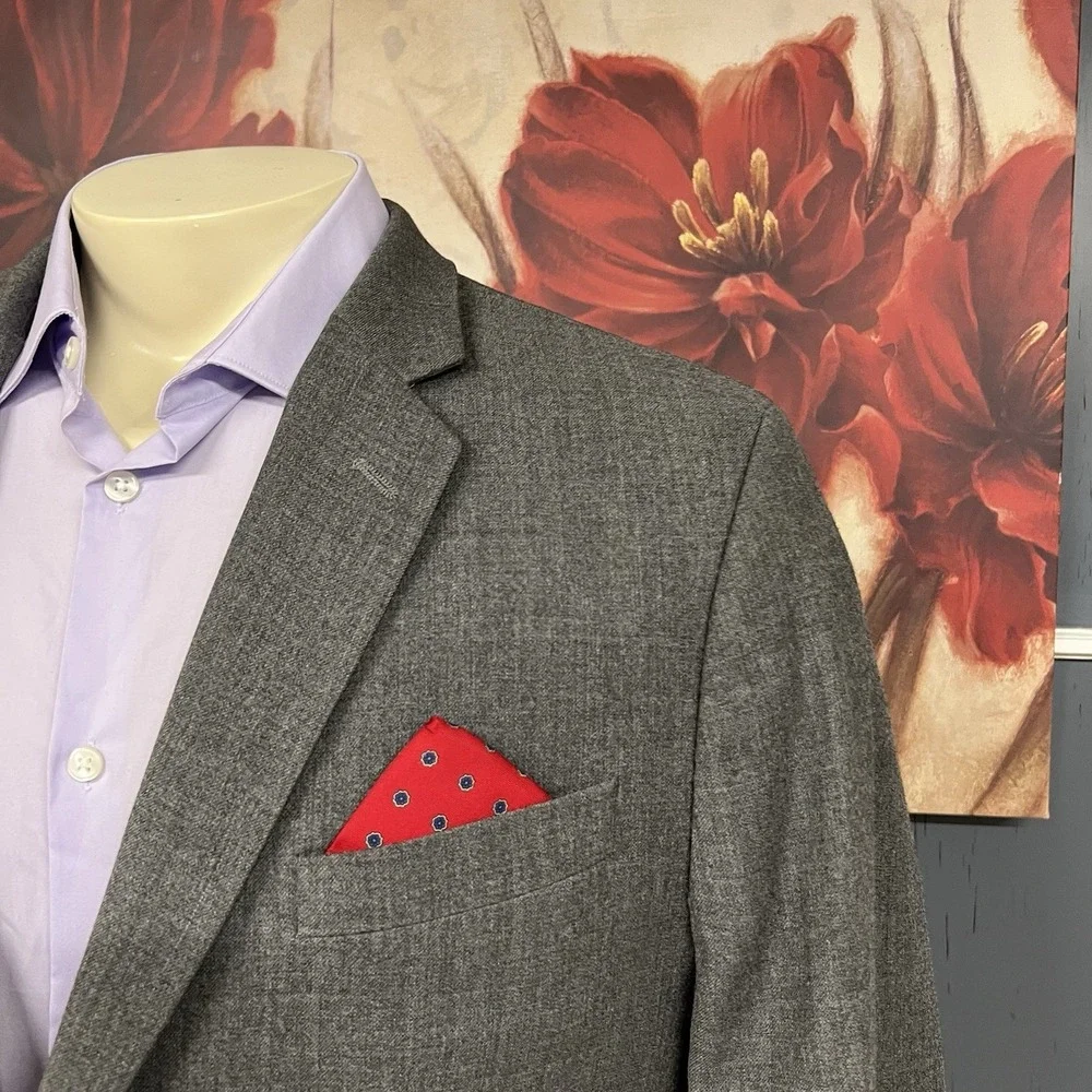 Banana Republic Blazer Jacket Sport Coat‎ Mens 46R Tailored Slim Fit Wool Gray